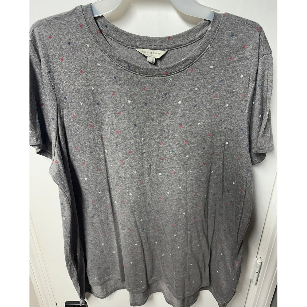 Lucky Brand | Red, White, Blue Star Star Print Top | Size 1X